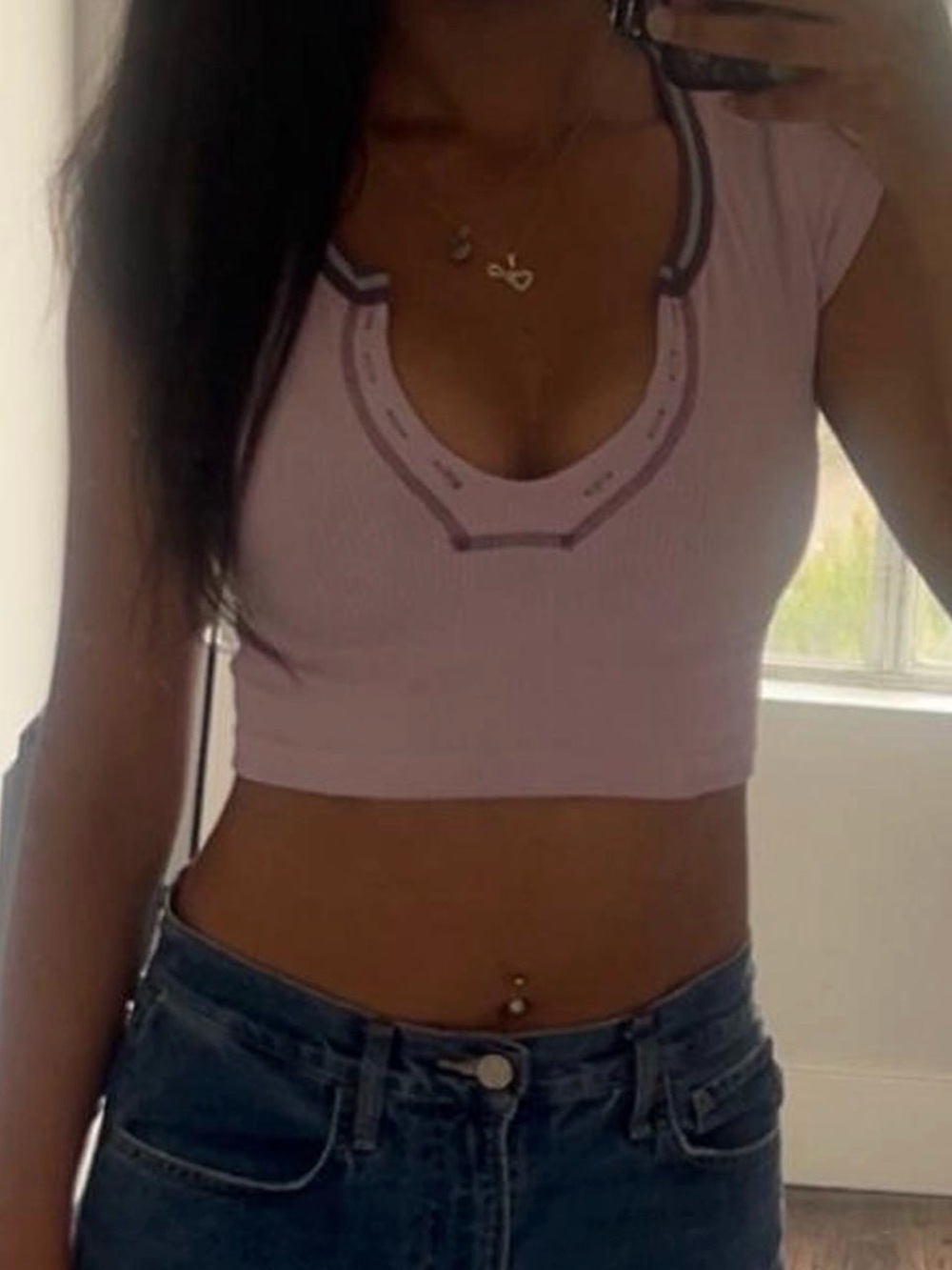 Urban Outfitters Lilac Ribbed Scoop-Neck Crop Top